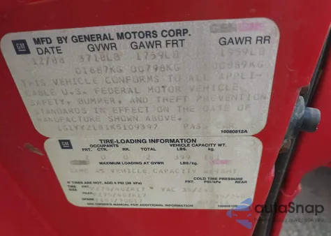 1989 Chevrolet Corvette from USA, damaged, VIN 1G1YY2181K5109397